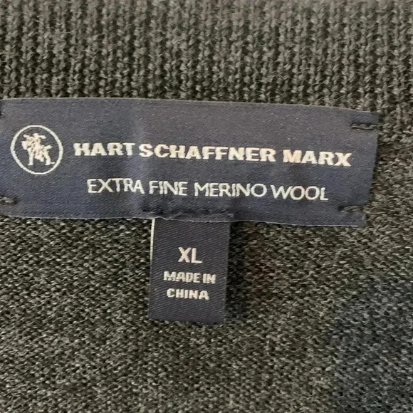 Hart Schaffner Marx Charcoal Gray Merino Wool Sweater Size XL - Picture 2 of 8